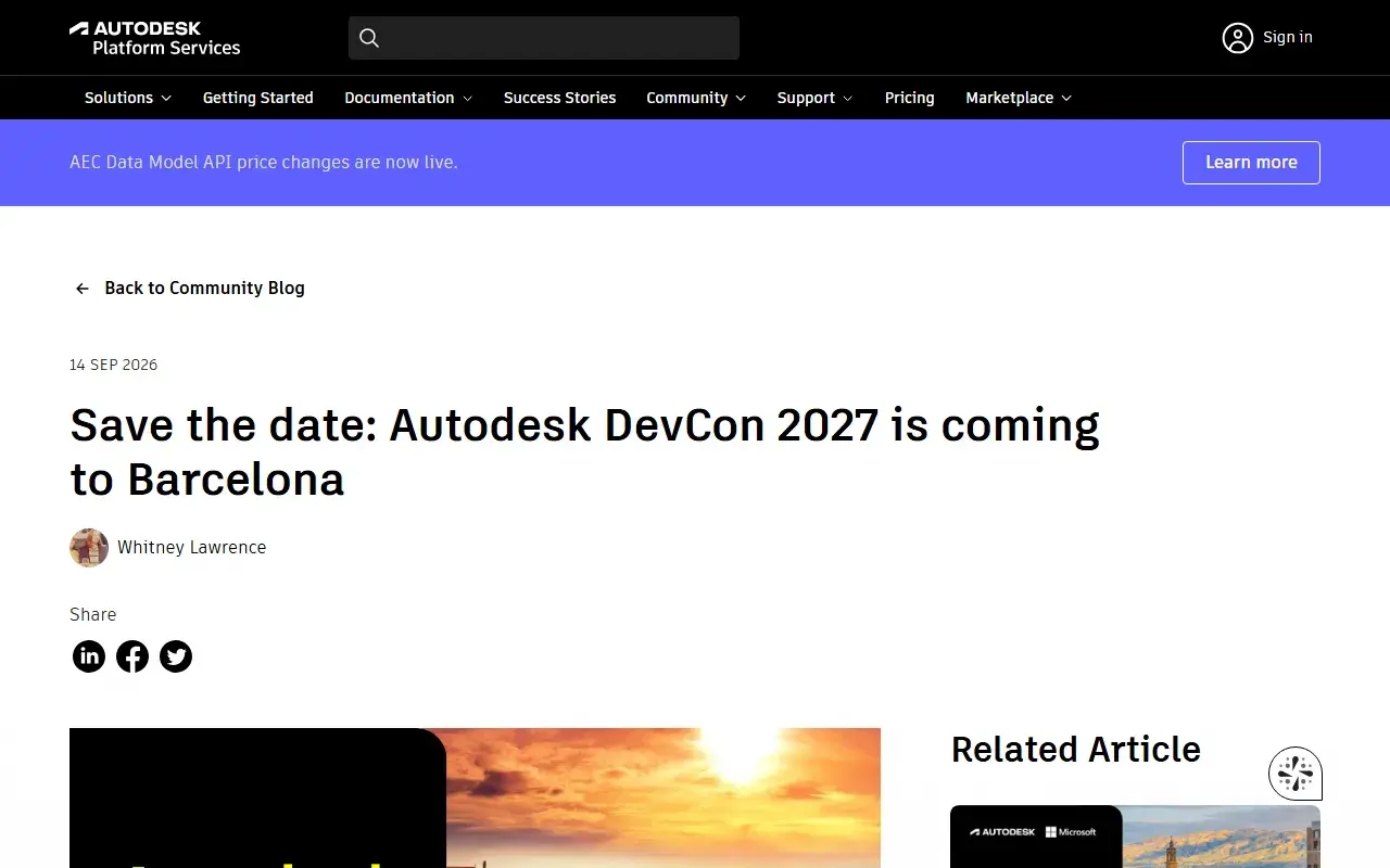 The Autodesk DevCon website