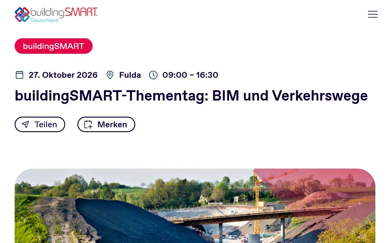 The buildingSMART-Thementag: BIM und Verkehrswege 2026 website