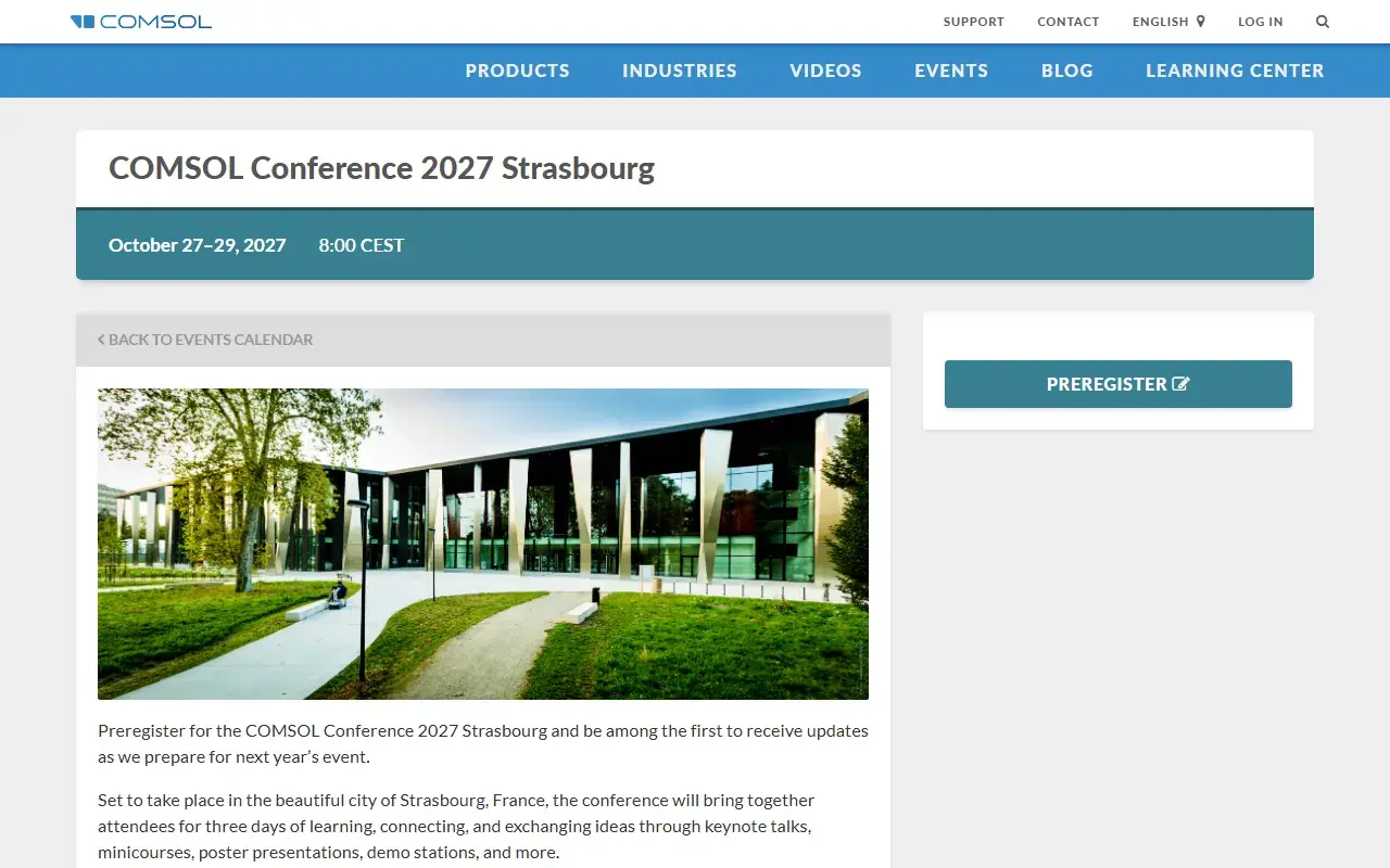 The COMSOL Conference Europe 2027 website