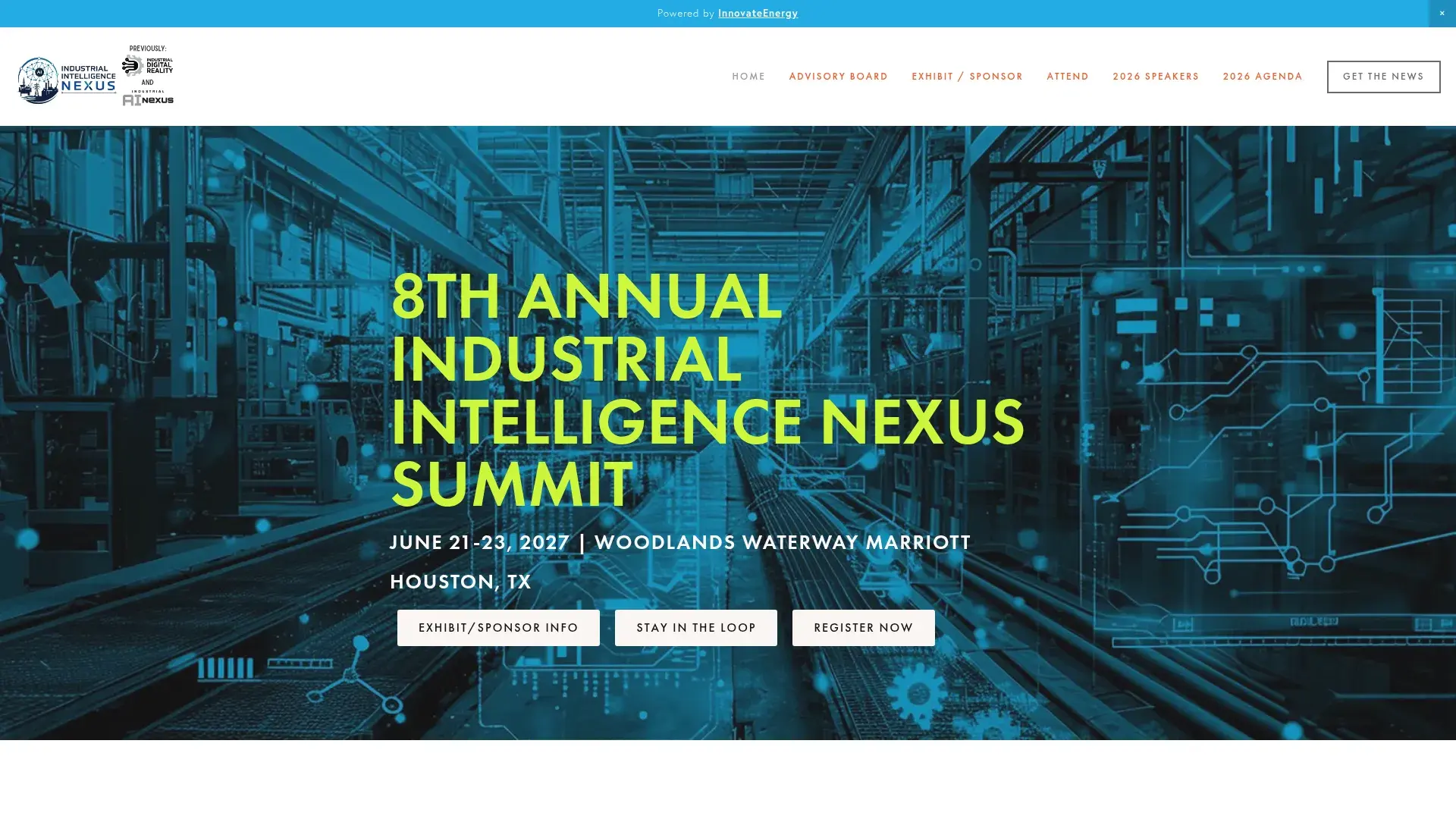 The Industrial Intelligence Nexus Summit 2027 website