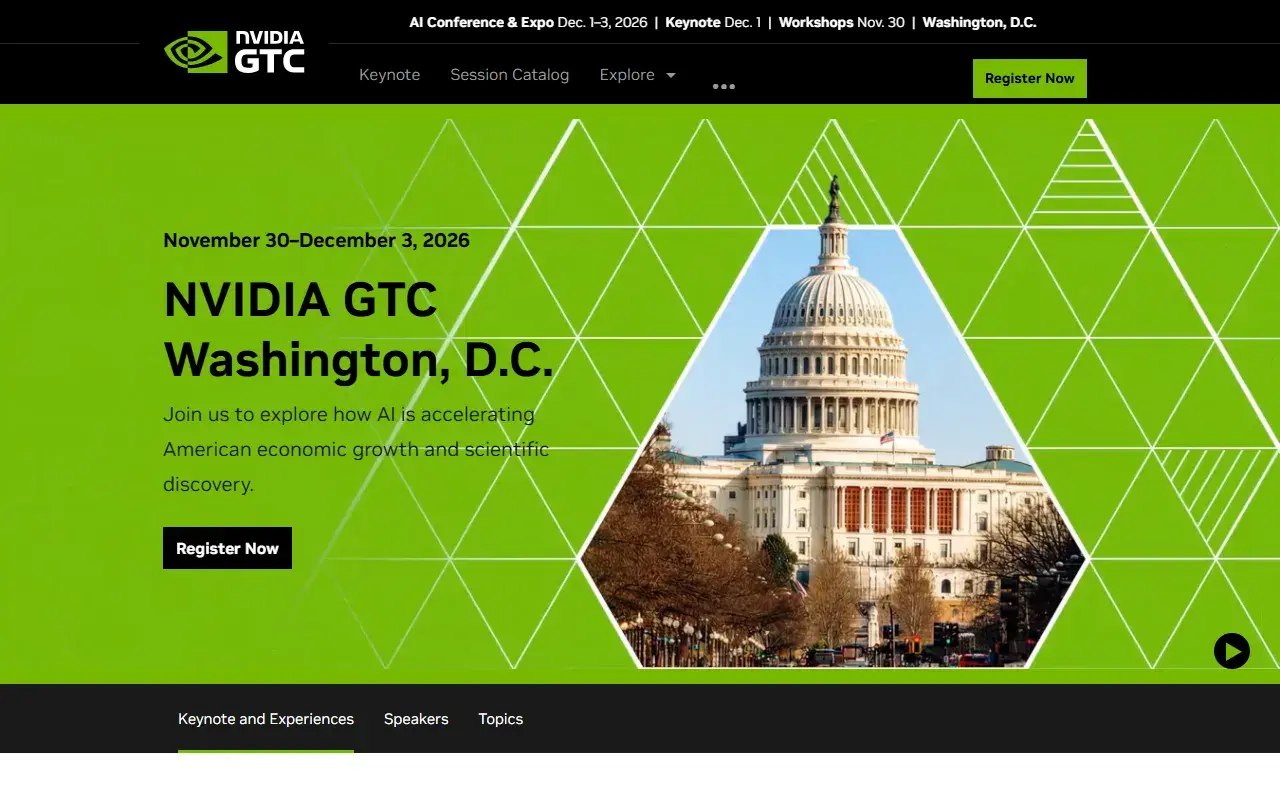 The Nvidia GTC Washington DC website